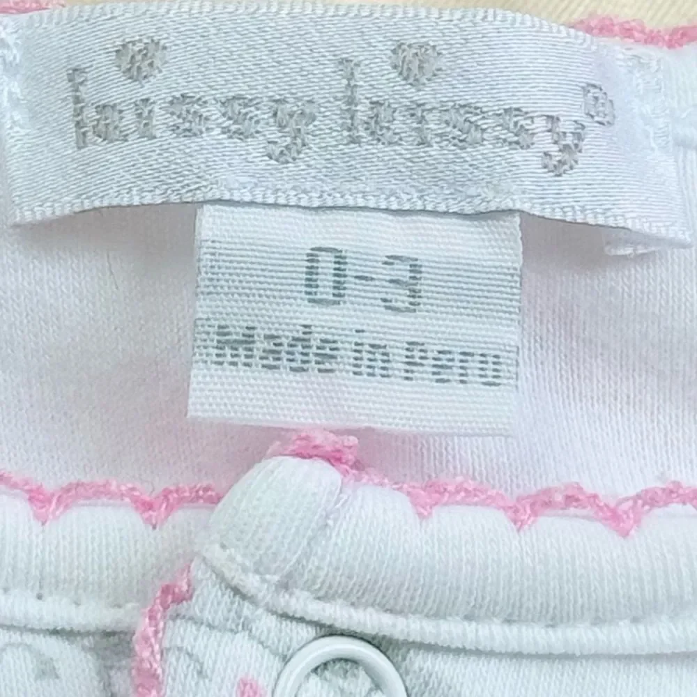 Kissy Kissy Baby Pink & White Cute Sheep Pattern One Piece Footie. 0-3 Months.